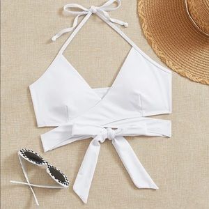 NWT SHEIN white crisscross bikini top, M